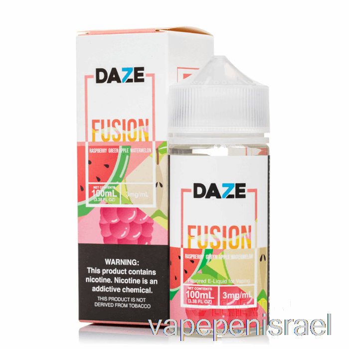 חד פעמי Vape ישראל פטל תפוח ירוק אבטיח - 7 Daze Fusion - 100 מ"ל 0 מ"ג